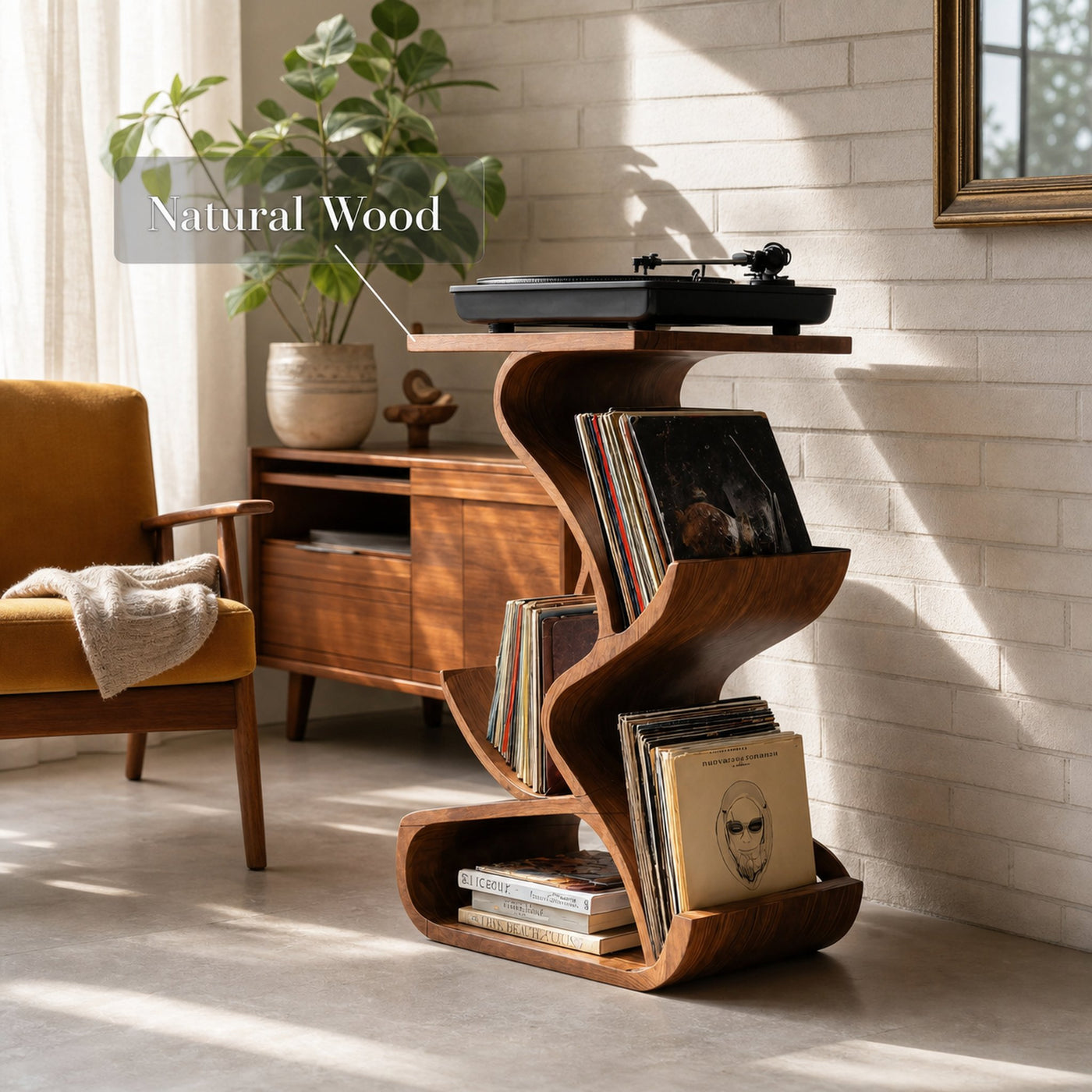 Handcrafted Record Stand With Storage For Furniture - product view 5