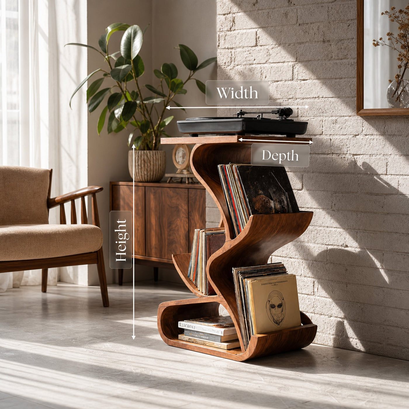 Handcrafted Record Stand With Storage For Furniture - product view 6