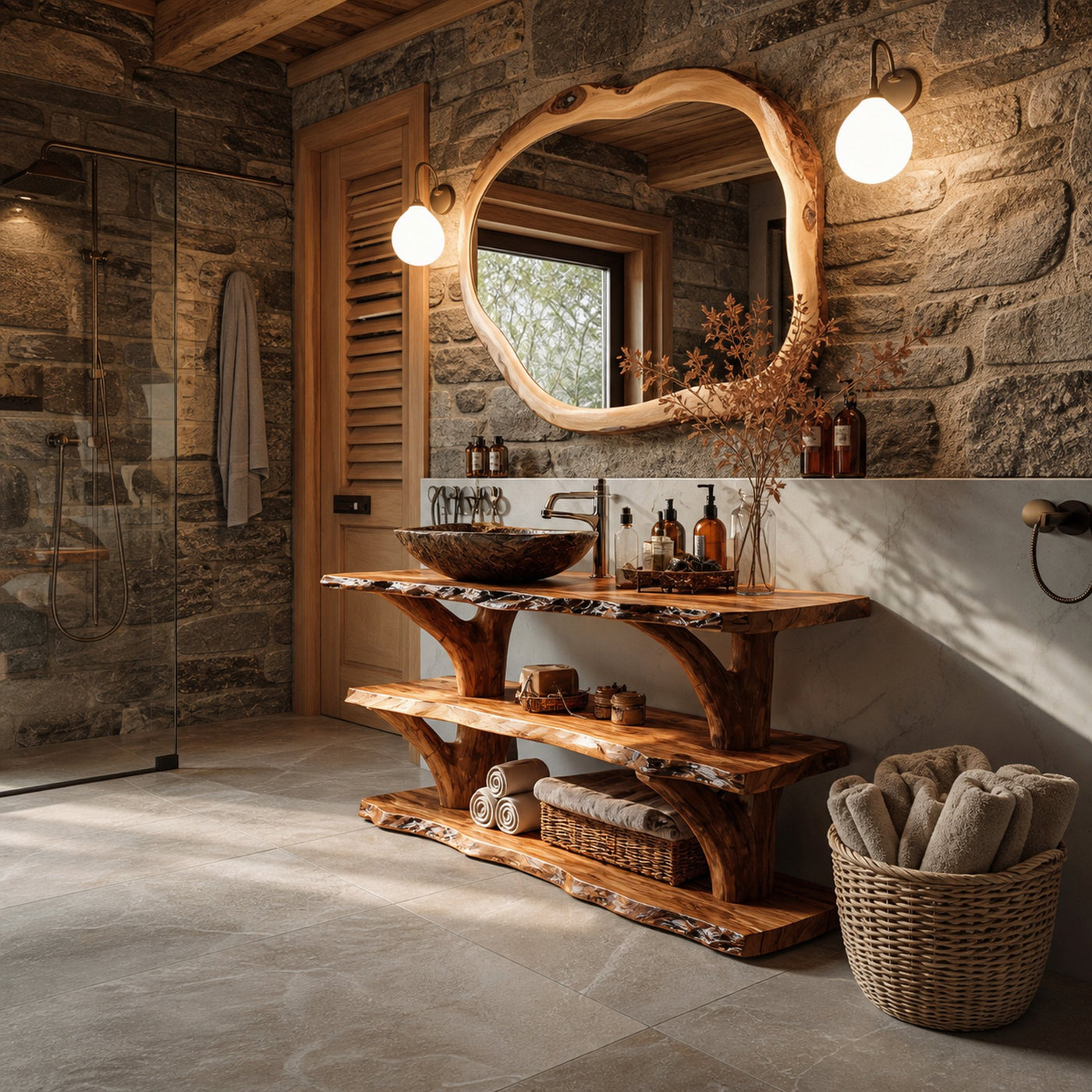 Handcrafted Solid Wood Bathroom Vanity For Luxury Bathroom Decoration - product view 2