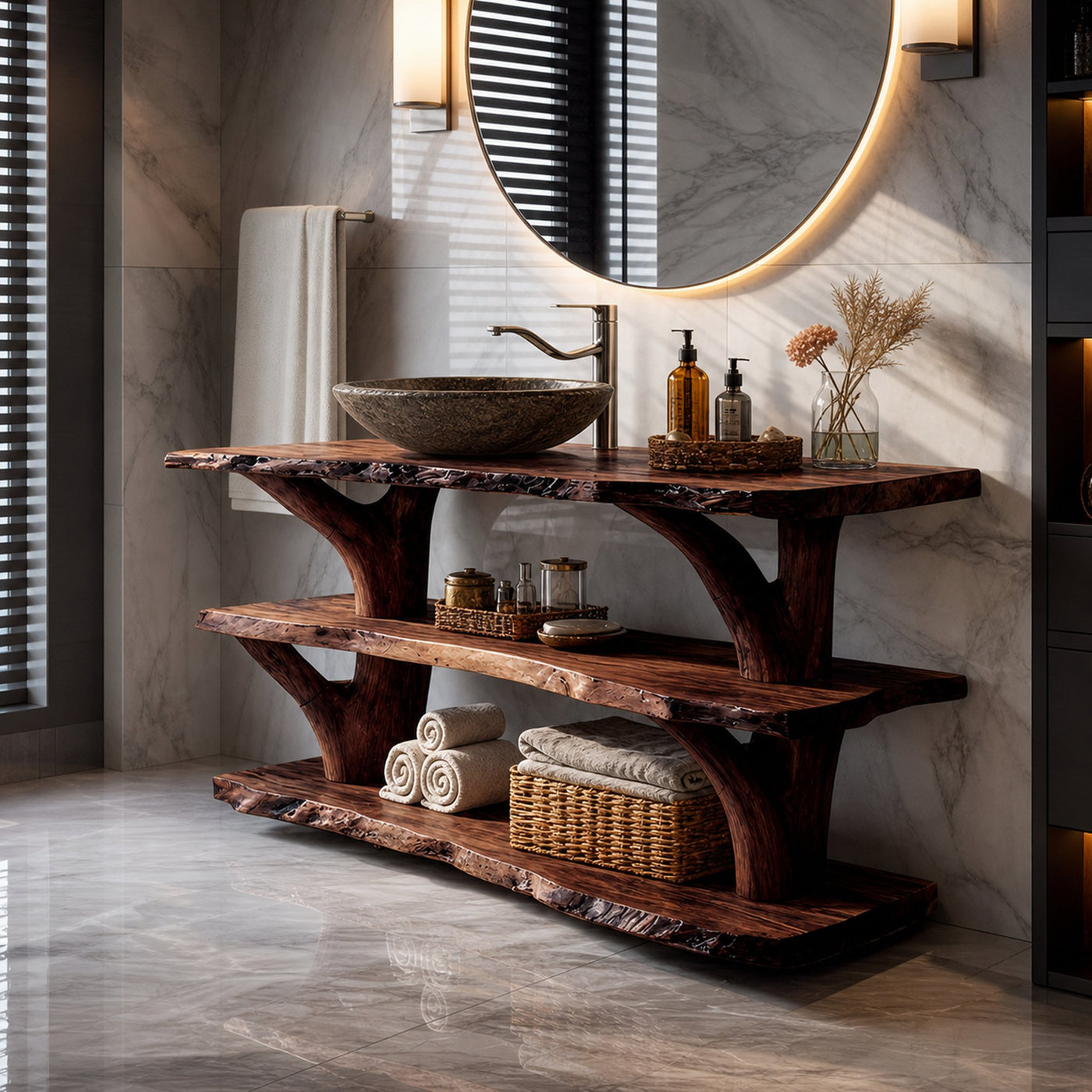 Handcrafted Solid Wood Bathroom Vanity For Luxury Bathroom Decoration - product view 7