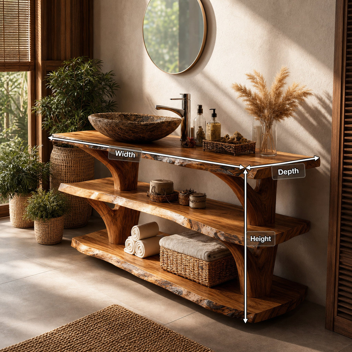 Handcrafted Solid Wood Bathroom Vanity For Luxury Bathroom Decoration - product view 8