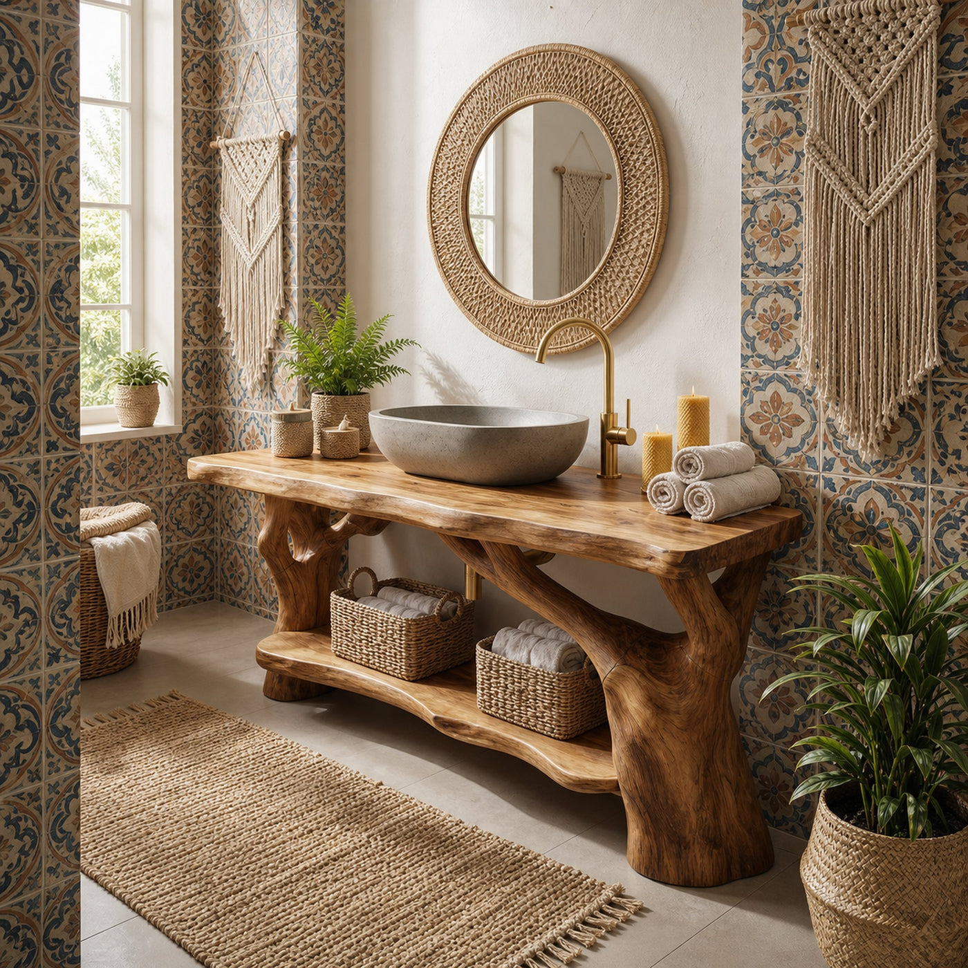 Handcrafted Solid Wood Bathroom Vanity Sculptural Design For Spa Bath - product view 3