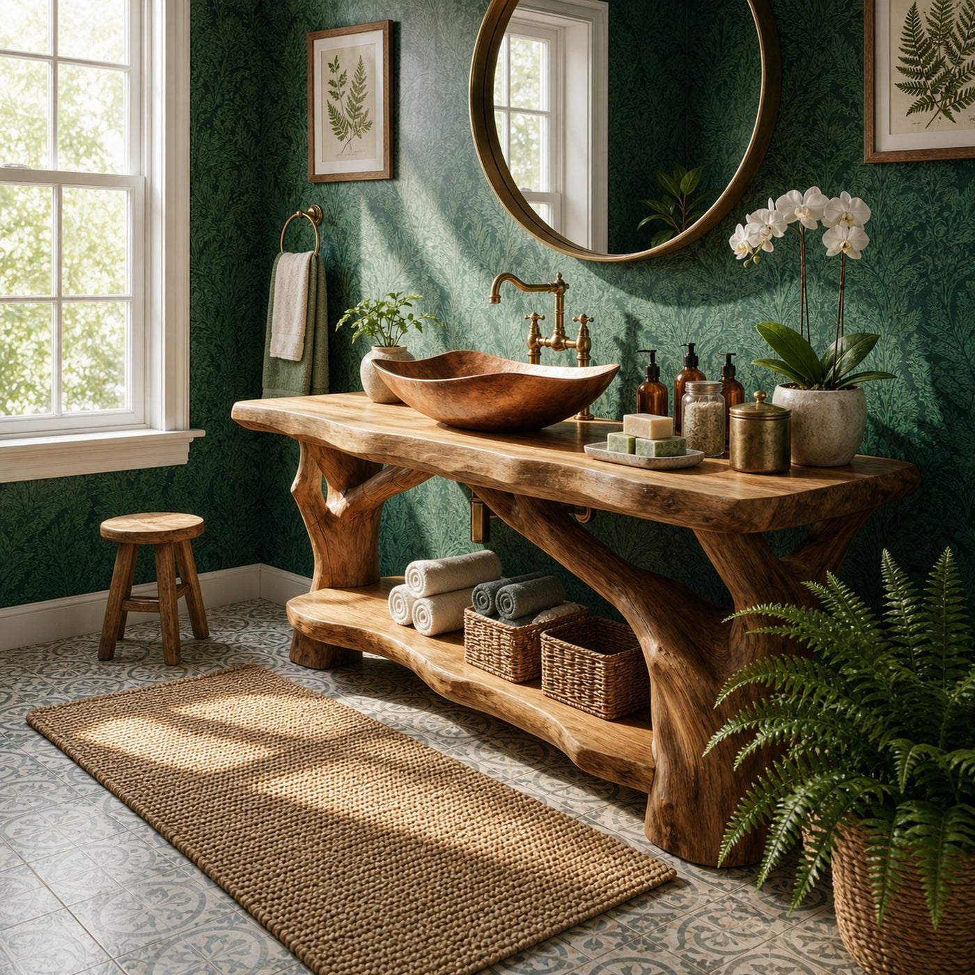 Handcrafted Solid Wood Bathroom Vanity Sculptural Design For Spa Bath - product view 4