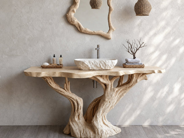 Rootstock Seaside Live Edge Bathroom Vanity with Trunk Base