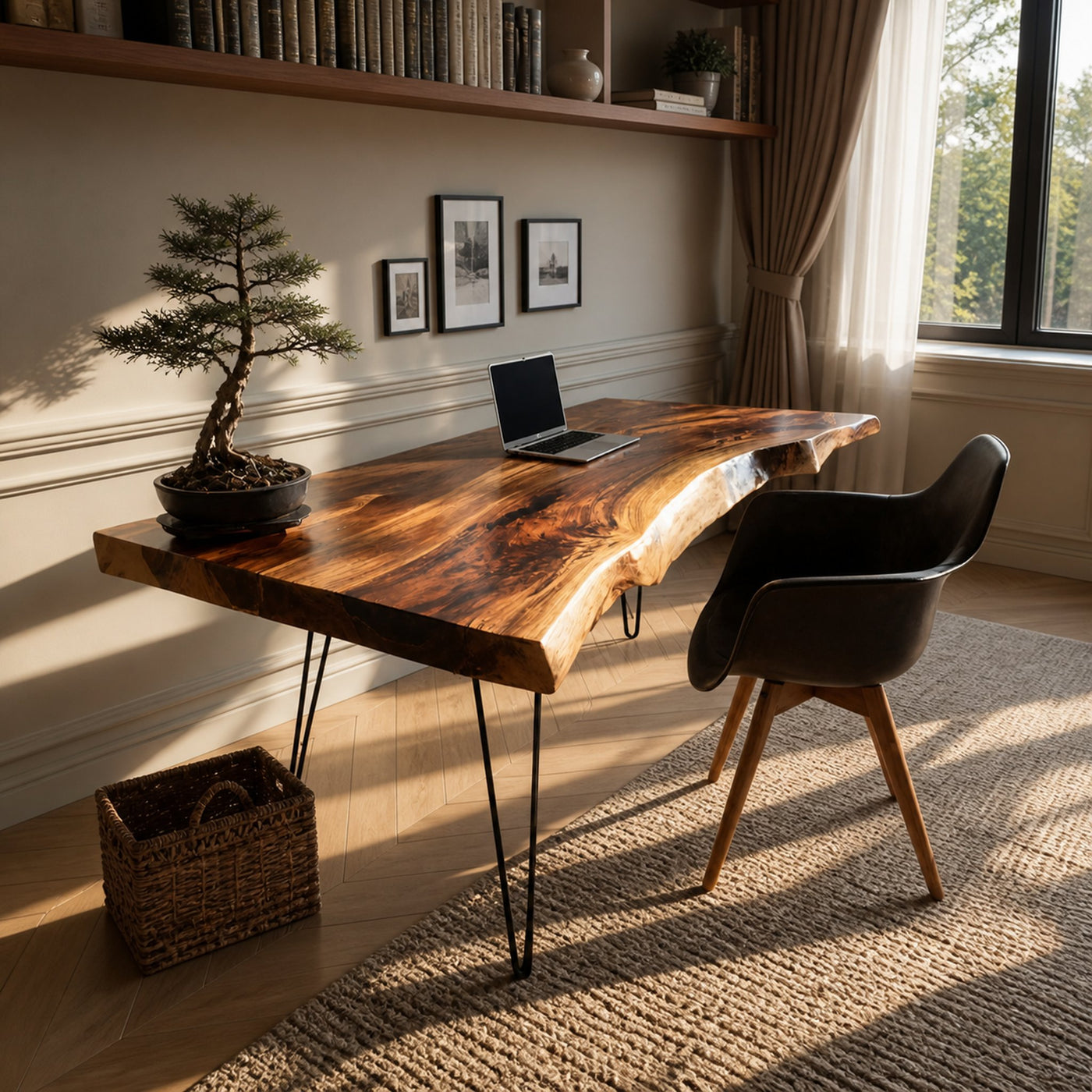Handcrafted Solid Wood Desk For Bedroom Decor - product view 2