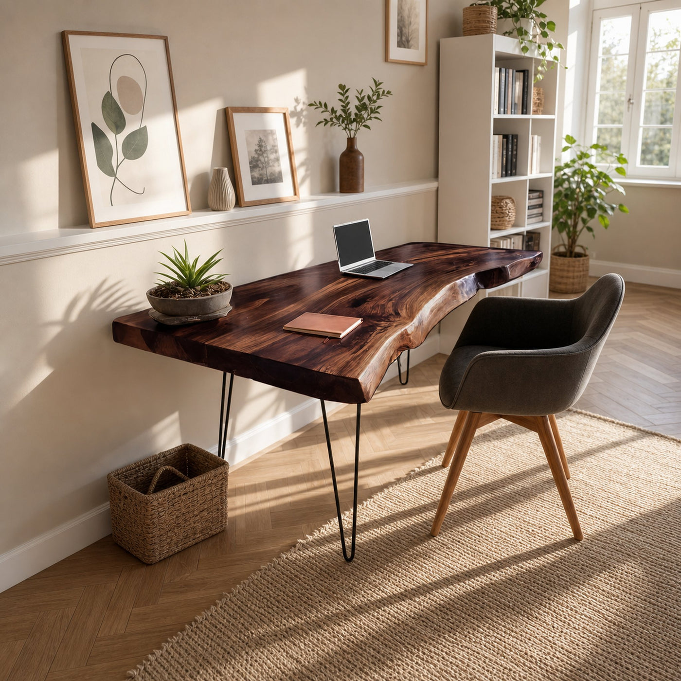 Handcrafted Solid Wood Desk For Bedroom Decor - product view 7