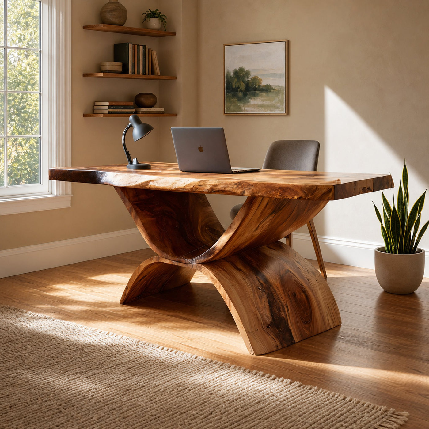 Handcrafted Solid Wood Desk For Home Office And Living Room