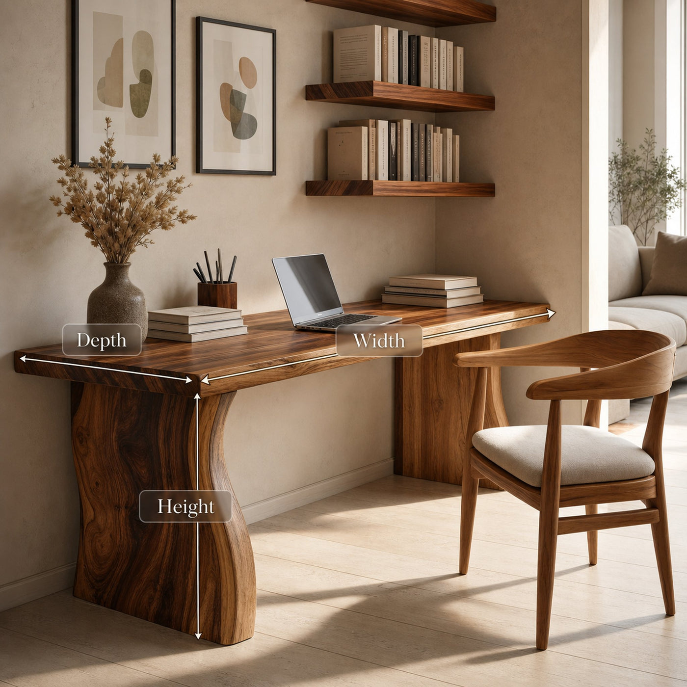 Handcrafted Solid Wood Desk For Reading And Work Area - product view 7