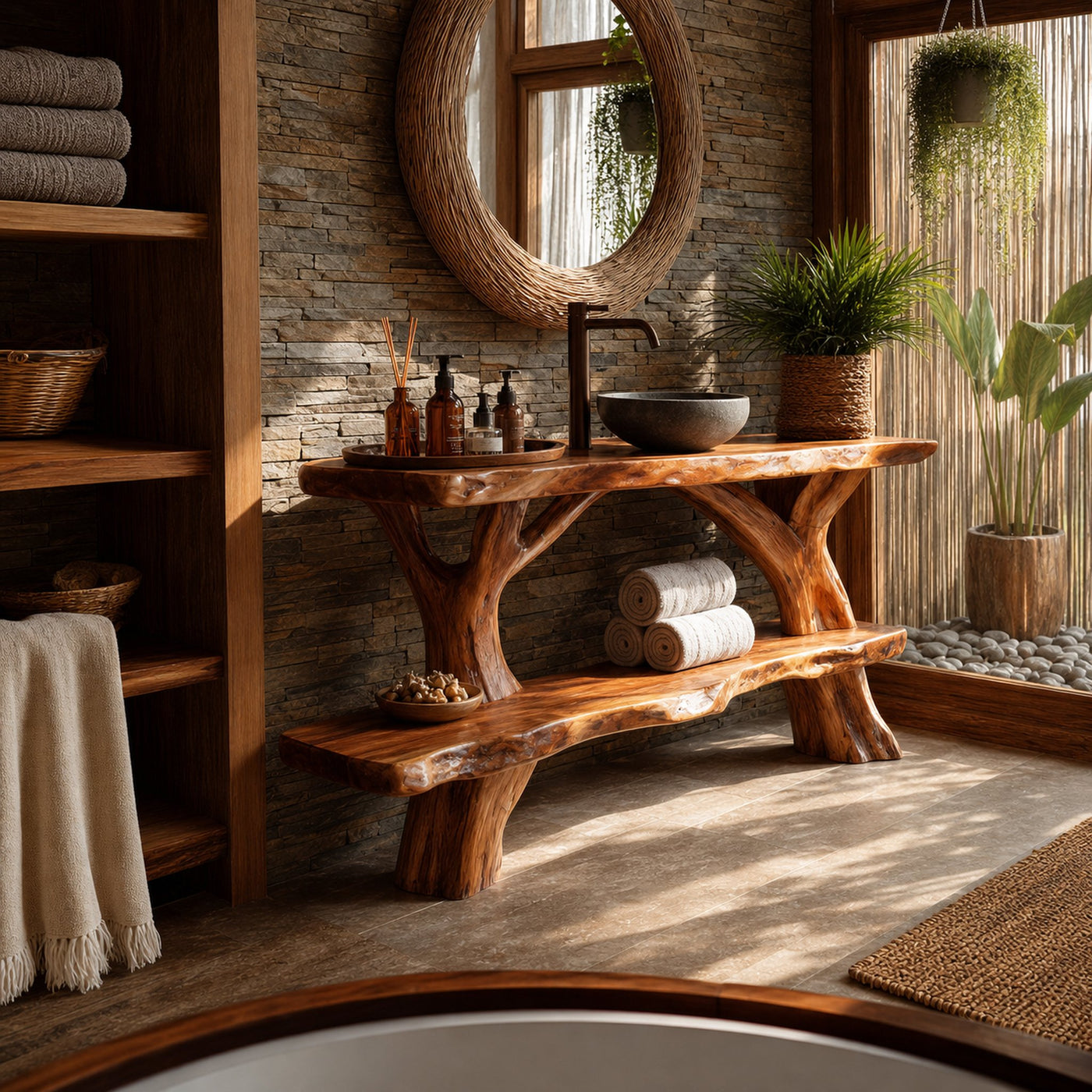 Handcrafted Solid Wood Vanity For Stylish Bathroom Furniture Design - product view 2