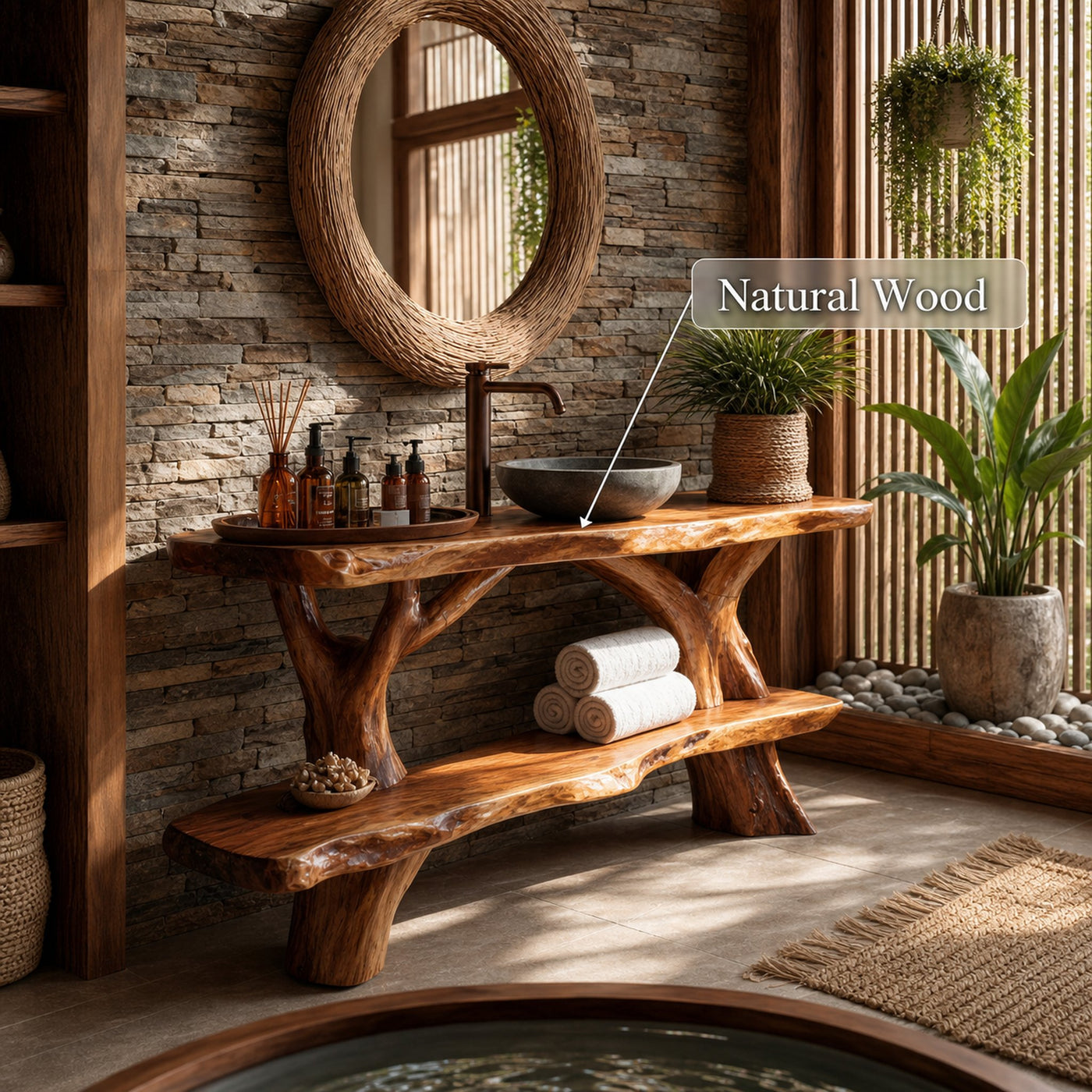 Handcrafted Solid Wood Vanity For Stylish Bathroom Furniture Design - product view 5