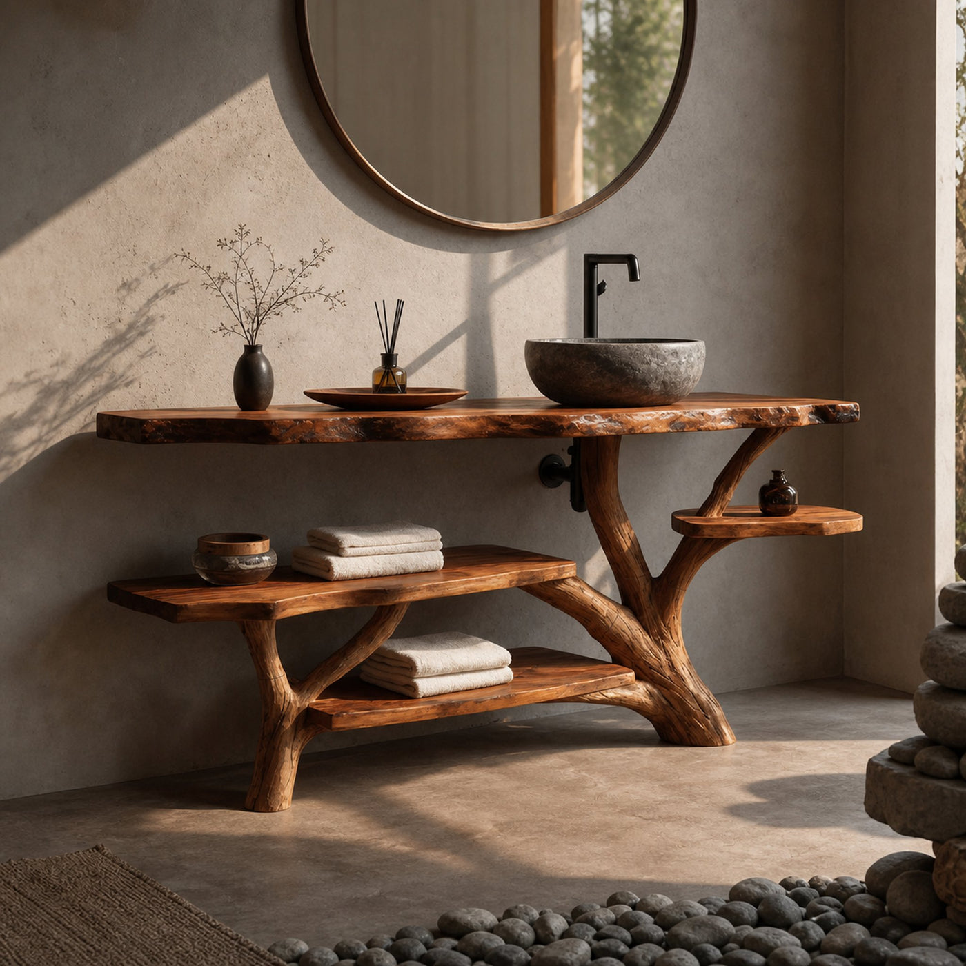 Handcrafted Solid Wood Vanity For Timeless Bathroom Furniture Decor