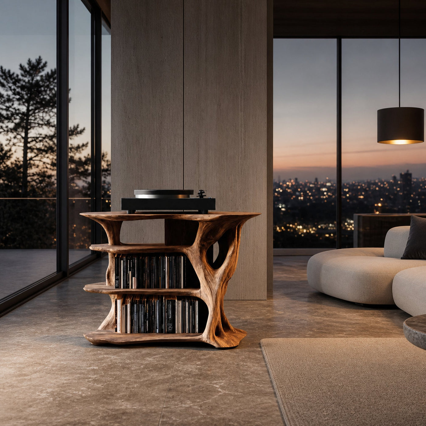 Handcrafted Vinyl Stand With Storage For Bedroom
