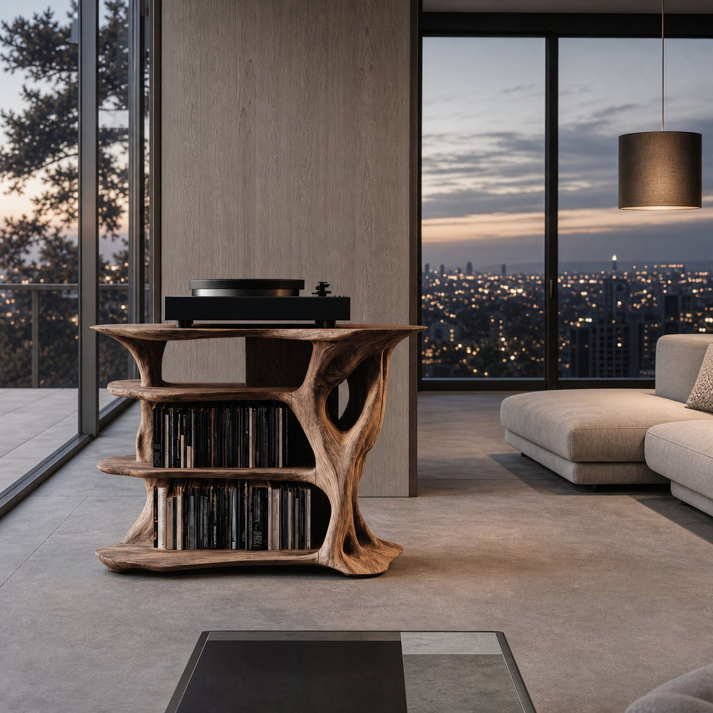 Handcrafted Vinyl Stand With Storage For Bedroom - product view 2