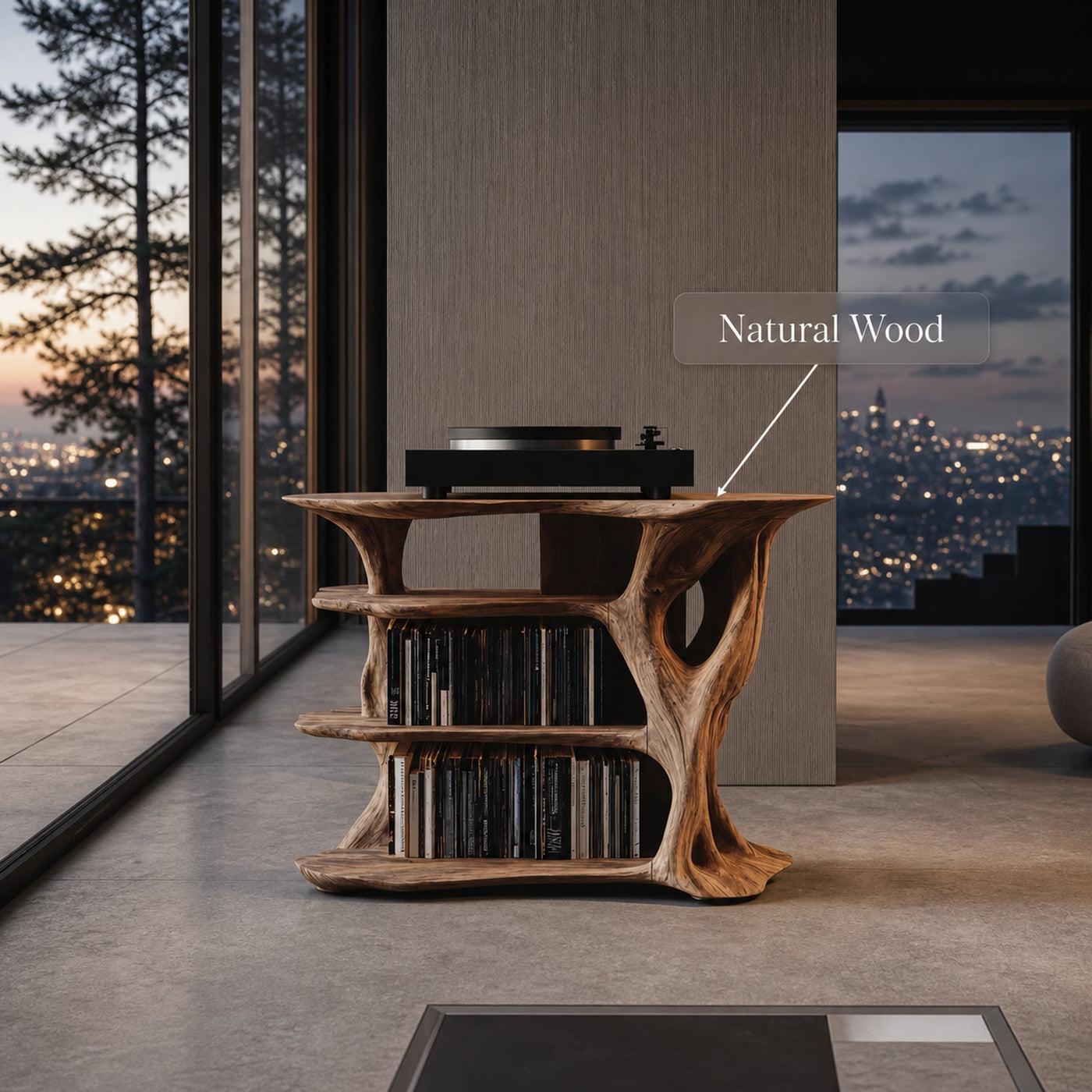 Handcrafted Vinyl Stand With Storage For Bedroom - product view 5