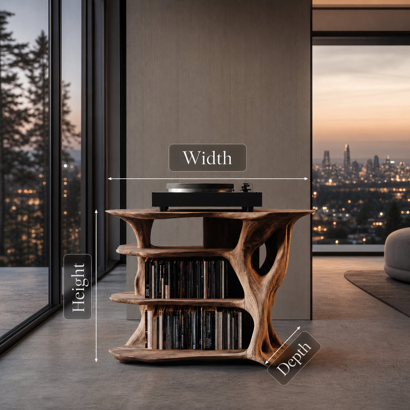 Handcrafted Vinyl Stand With Storage For Bedroom - product view 6