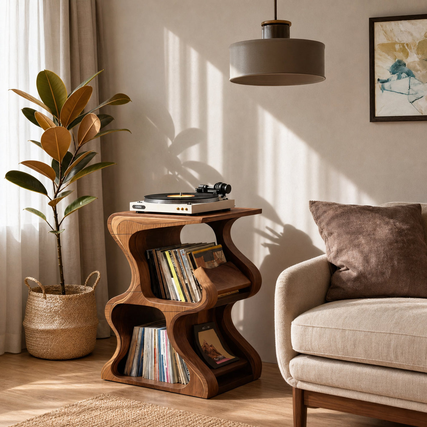Handcrafted Vinyl Storage Console For Bedroom Design - product view 2