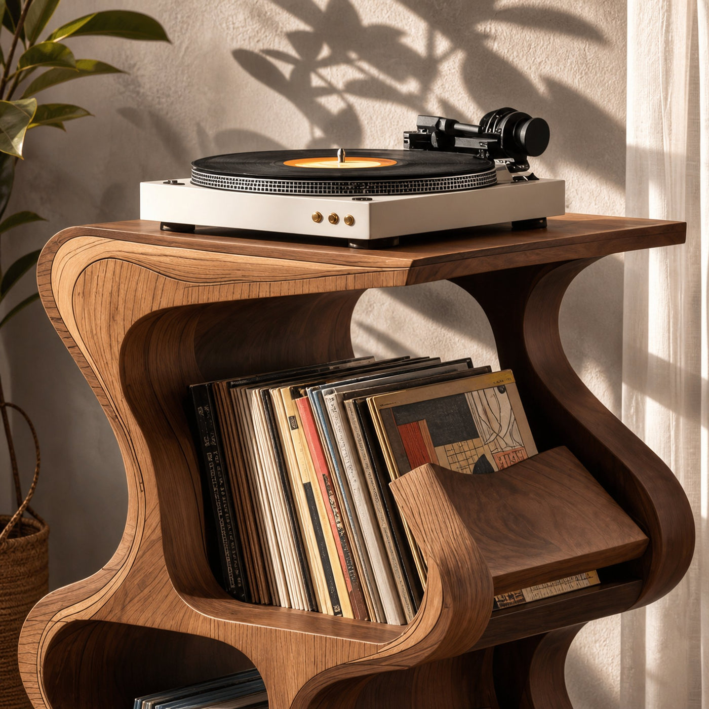 Handcrafted Vinyl Storage Console For Bedroom Design - product view 3