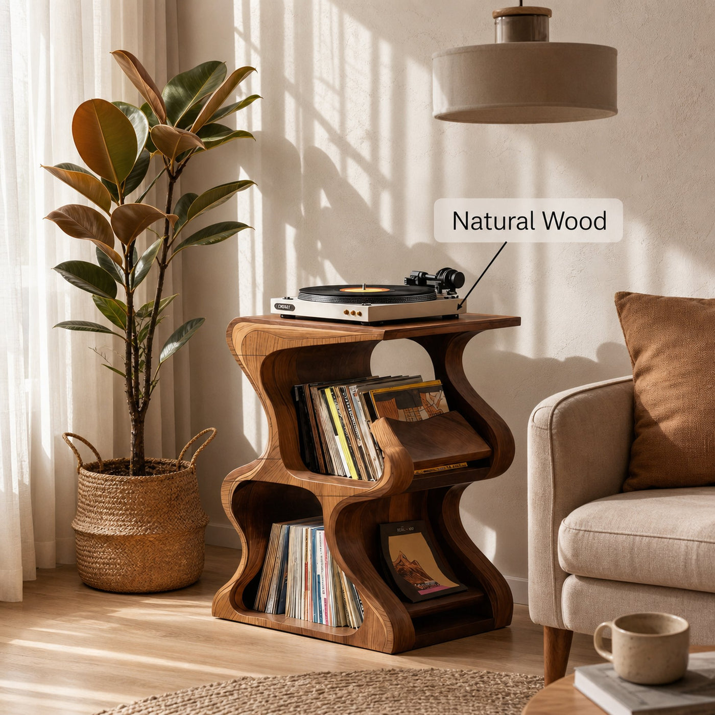 Handcrafted Vinyl Storage Console For Bedroom Design - product view 5