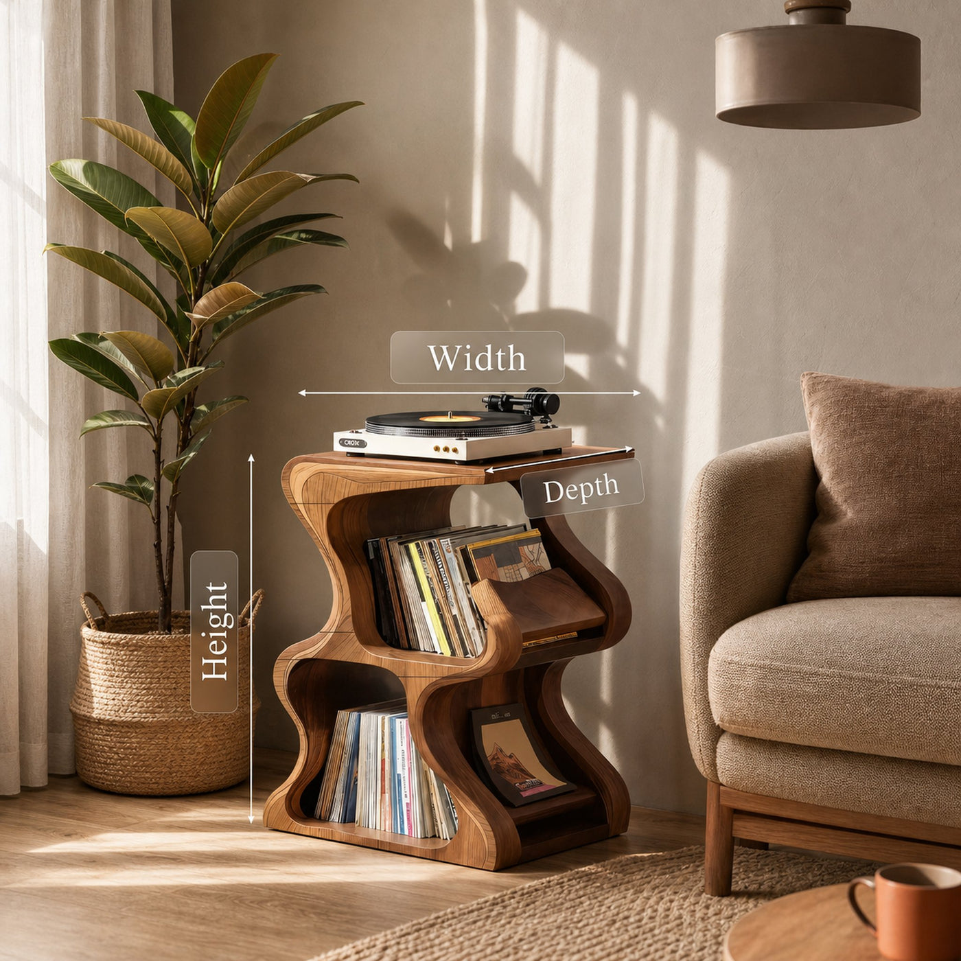 Handcrafted Vinyl Storage Console For Bedroom Design - product view 6