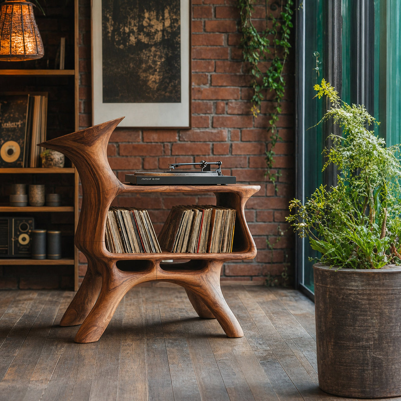 Handcrafted Vinyl Storage Unit For Livingroom Style
