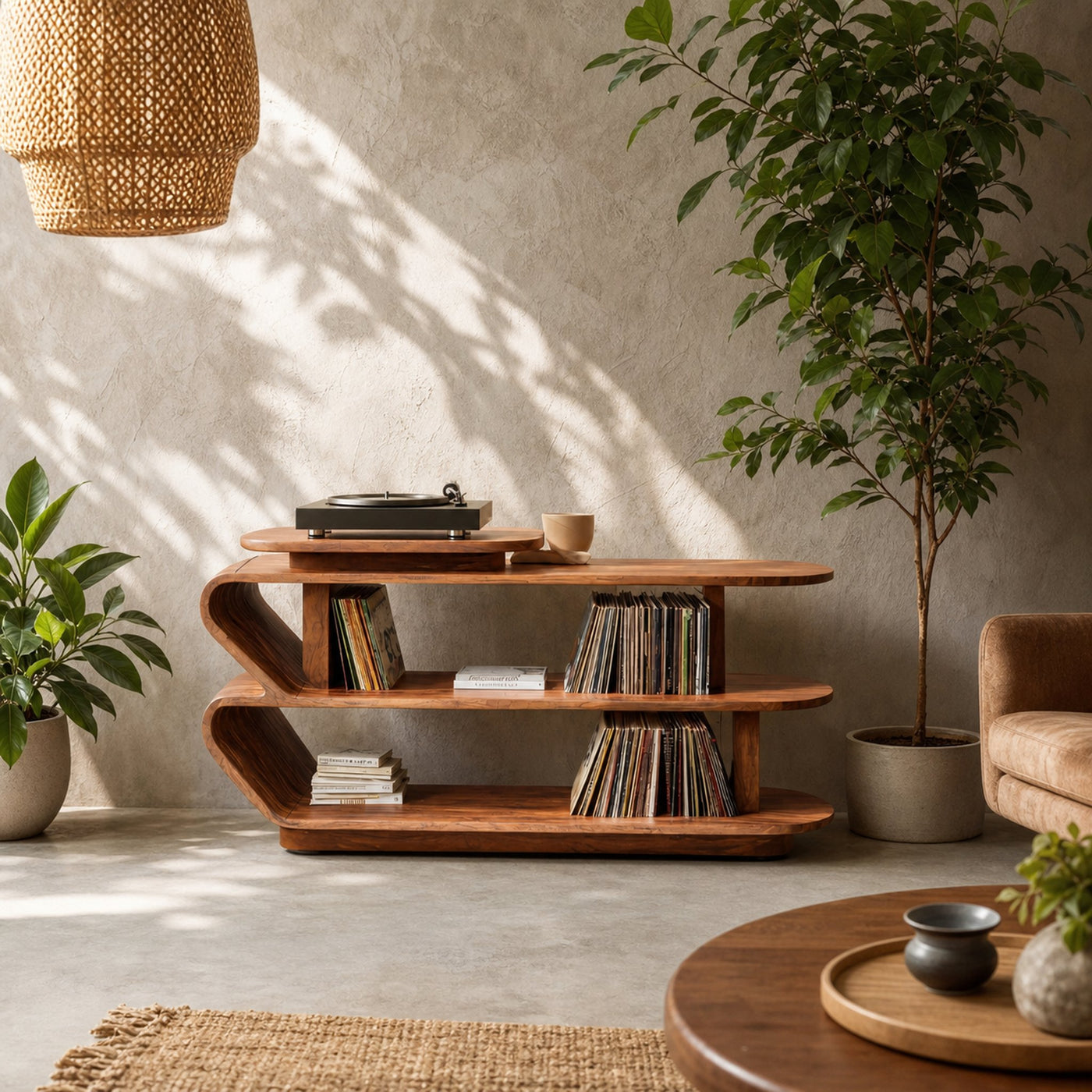 Handcrafted Wood Media Console For Entryway Design