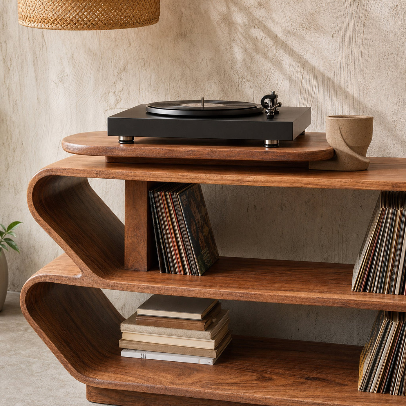 Handcrafted Wood Media Console For Entryway Design - product view 3