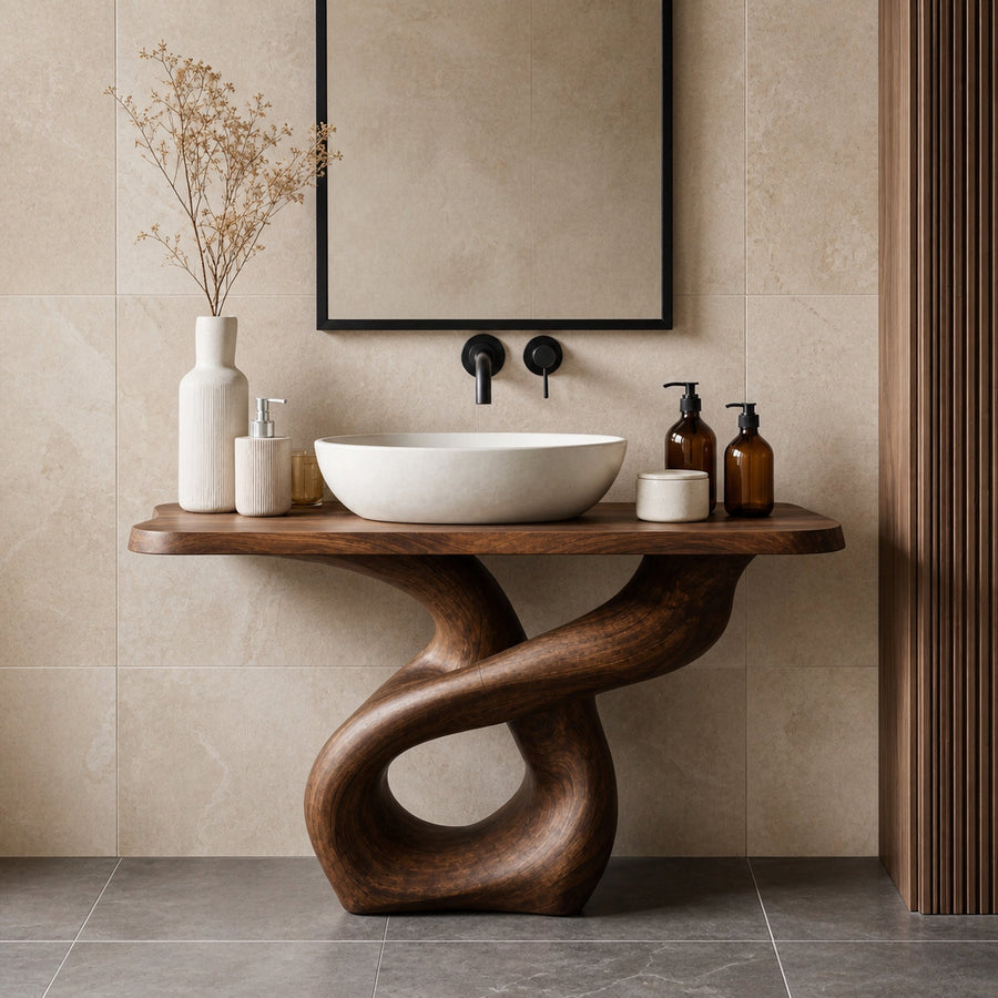 Handcrafted Wood Vanity For Artistic Bathroom Style