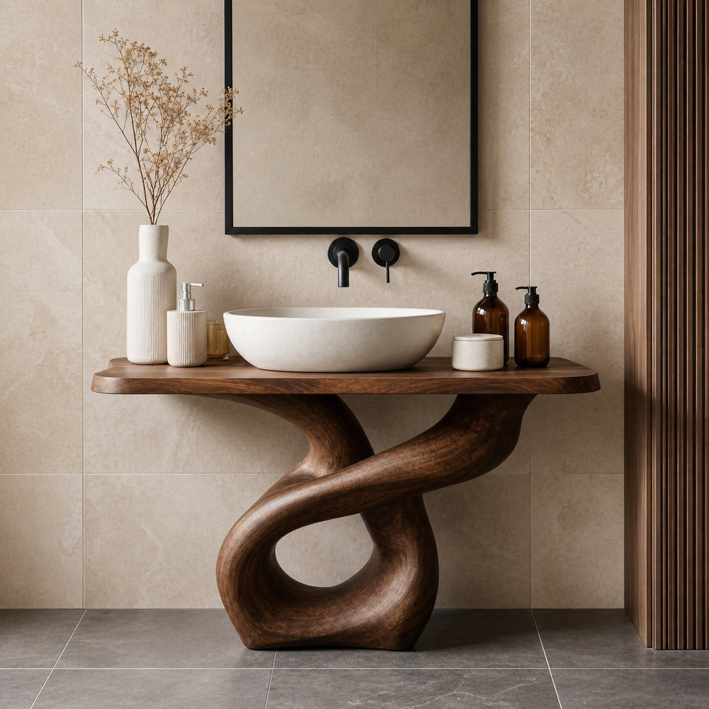 Handcrafted Wood Vanity For Artistic Bathroom Style