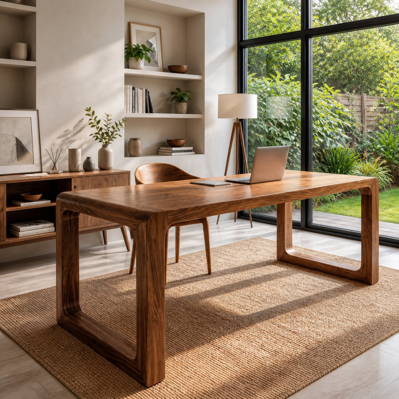 Handcrafted Wooden Desk For Home Office Productivity And Comfort