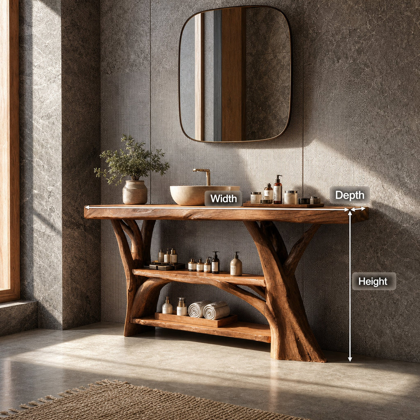 Handcrafted Wooden Live Edge Bathroom Vanity For Bathroom Furniture Decor - product view 8