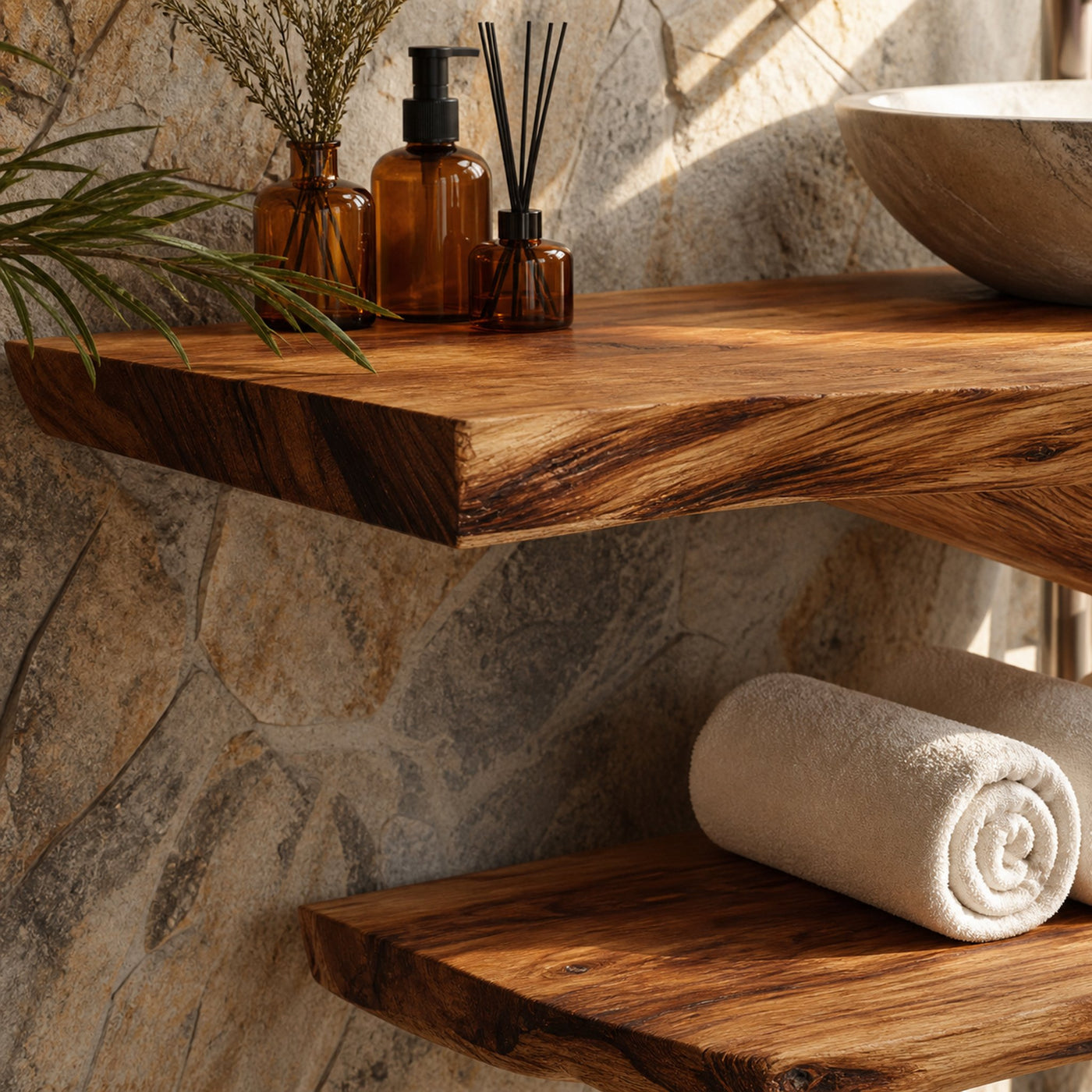 Handcrafted Wooden Live Edge Bathroom Vanity For Luxury Bathroom Decor - product view 3
