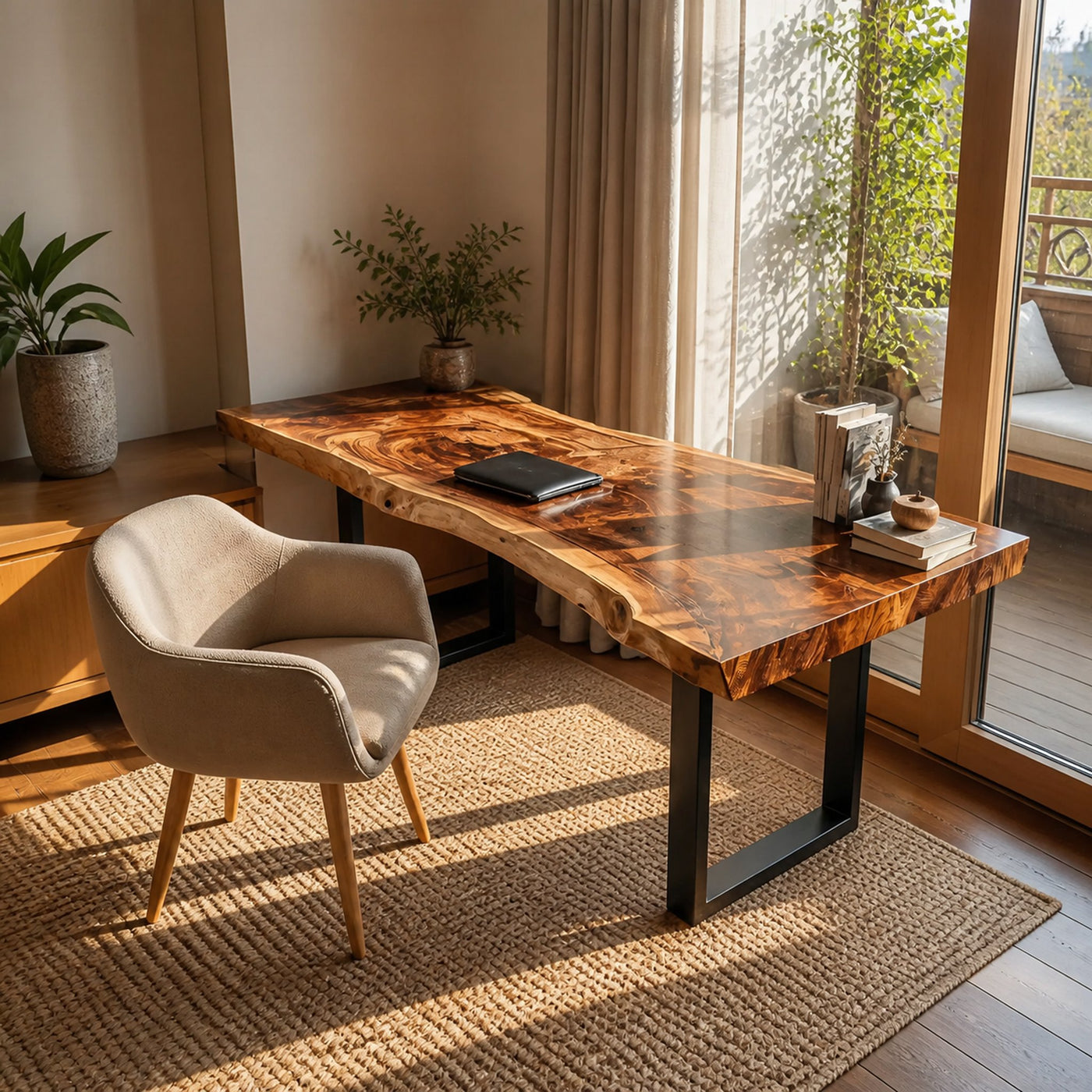 Handcrafted Wooden Live Edge Desk For Furniture Decor - product view 2