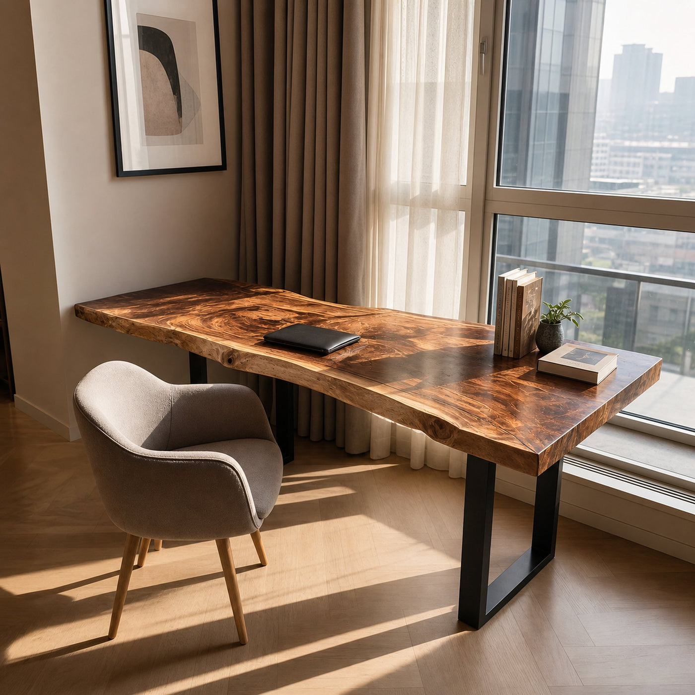 Handcrafted Wooden Live Edge Desk For Furniture Decor - product view 3