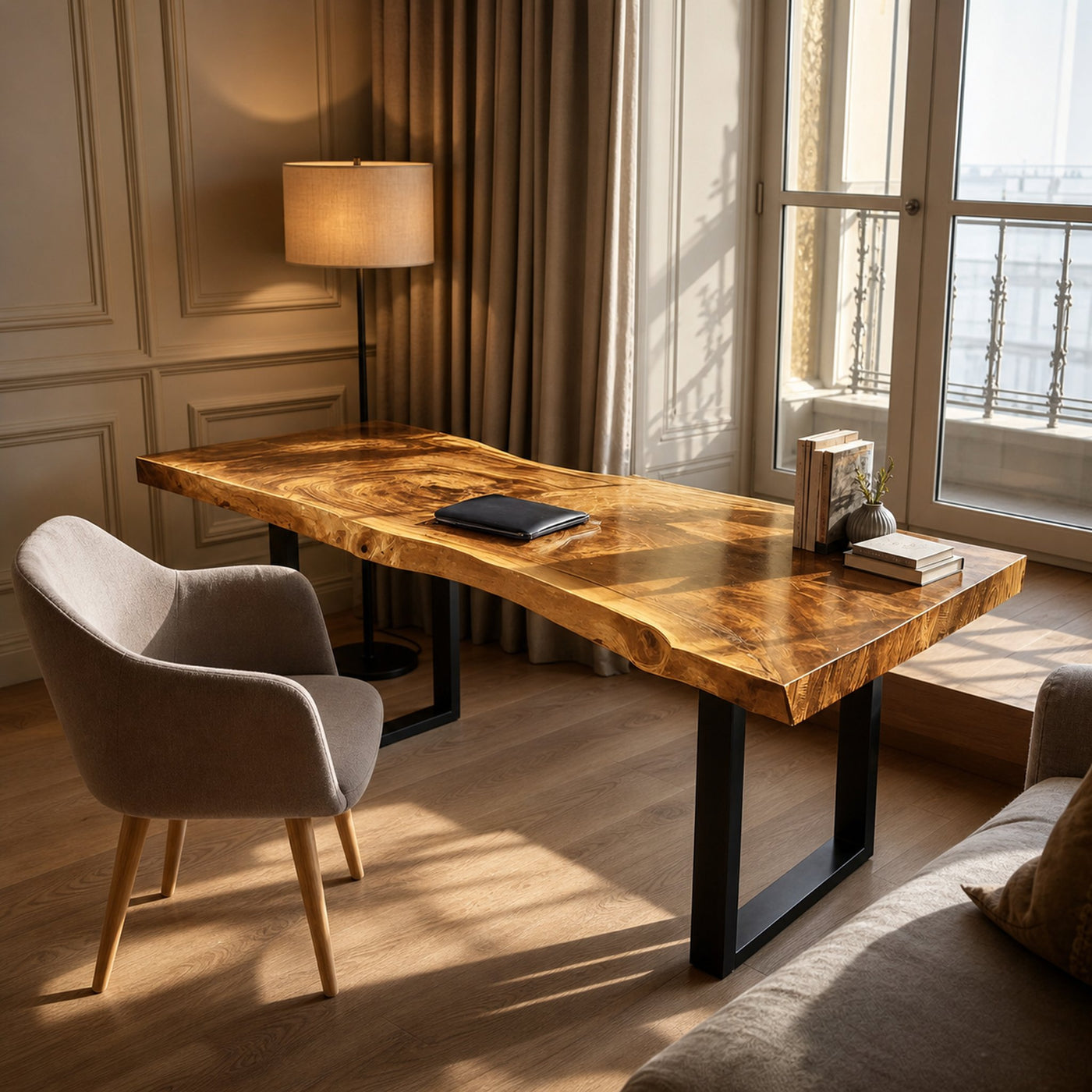 Handcrafted Wooden Live Edge Desk For Furniture Decor - product view 5