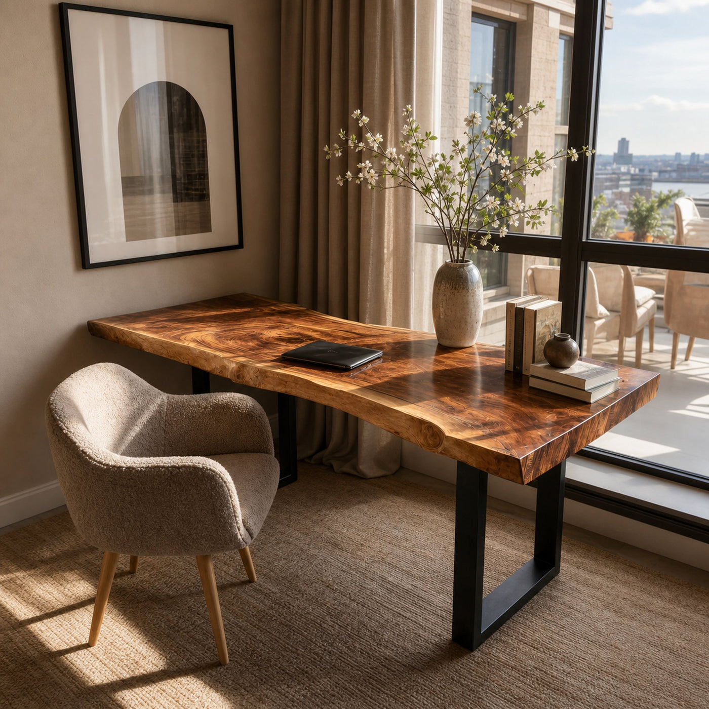 Handcrafted Wooden Live Edge Desk For Furniture Decor - product view 6