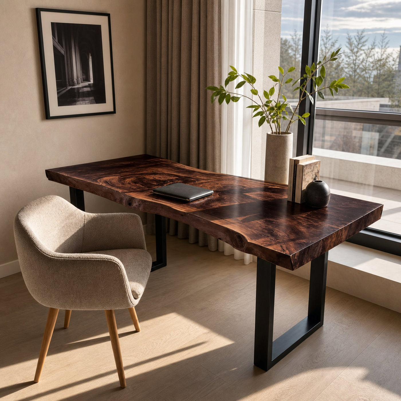Handcrafted Wooden Live Edge Desk For Furniture Decor - product view 7