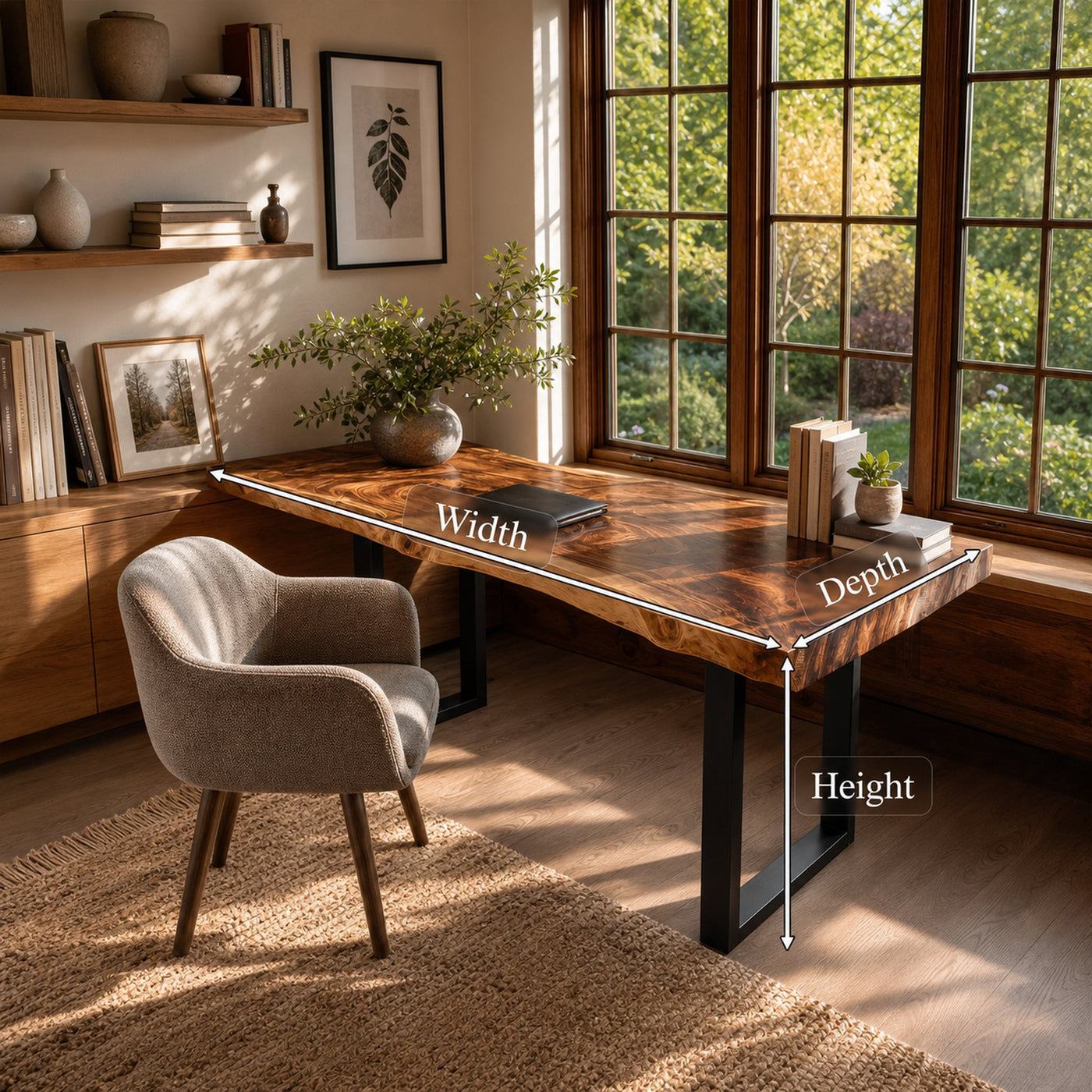Handcrafted Wooden Live Edge Desk For Furniture Decor - product view 8