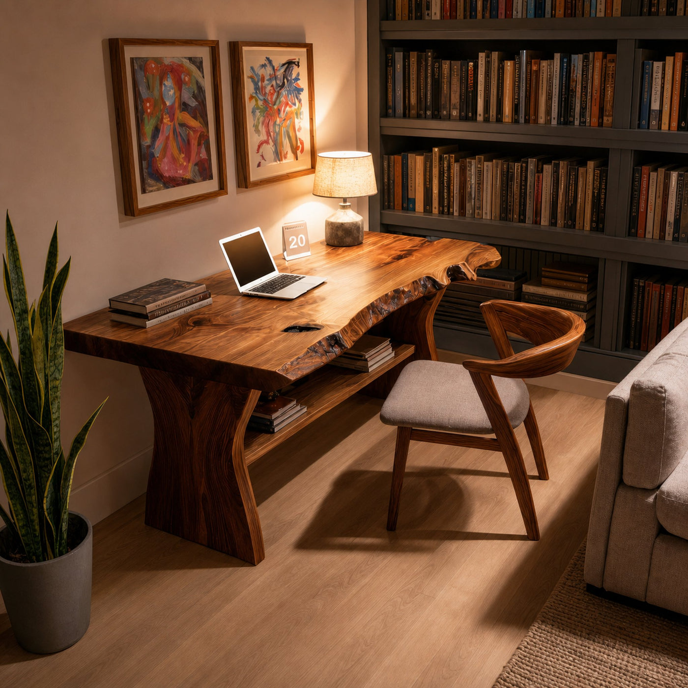 Handcrafted Wooden Live Edge Desk For Living Room Interior - product view 2