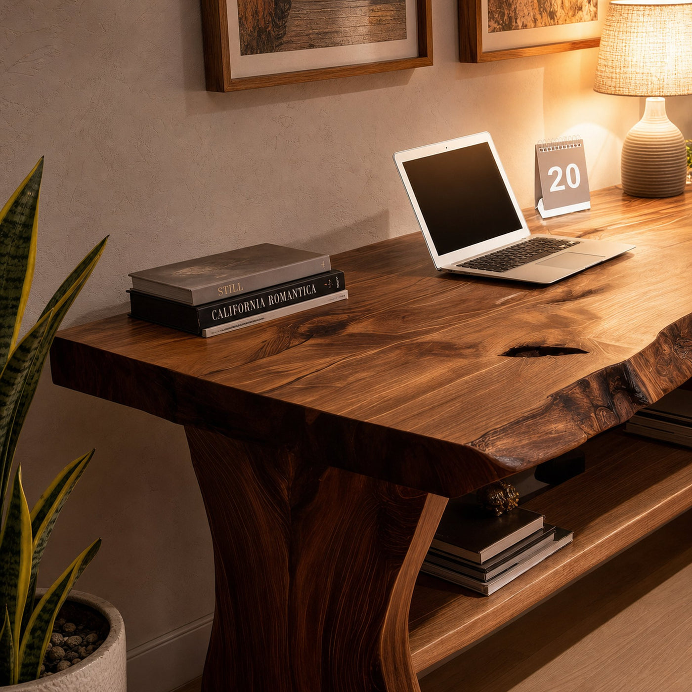 Handcrafted Wooden Live Edge Desk For Living Room Interior - product view 3