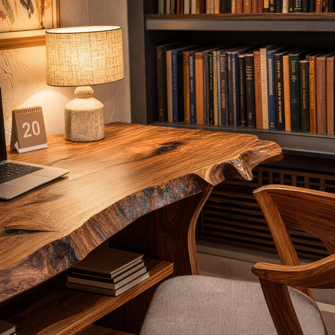 Handcrafted Wooden Live Edge Desk For Living Room Interior - product view 4