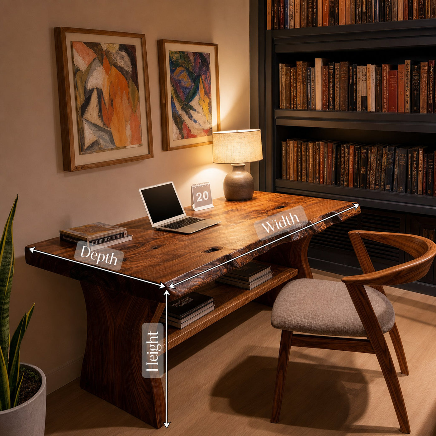Handcrafted Wooden Live Edge Desk For Living Room Interior - product view 7
