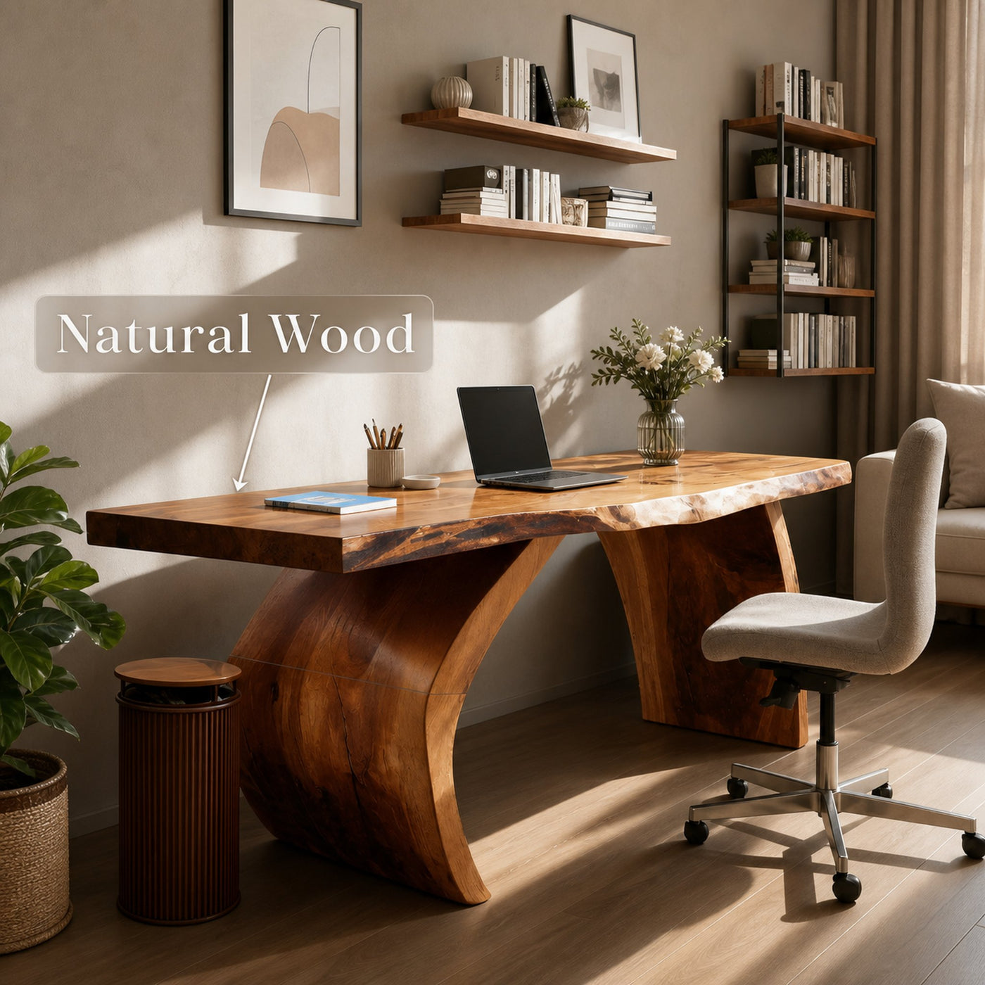 Handcrafted Wooden Live Edge Desk For Professional Office - product view 5