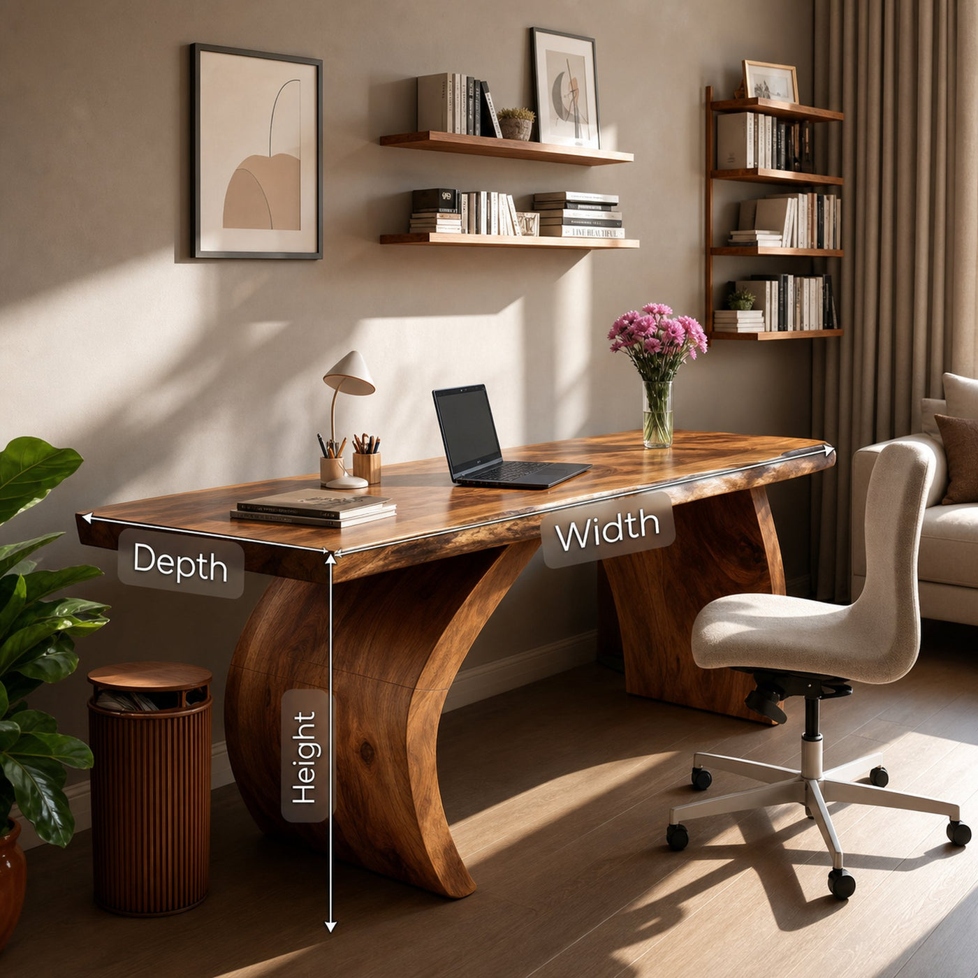 Handcrafted Wooden Live Edge Desk For Professional Office - product view 7