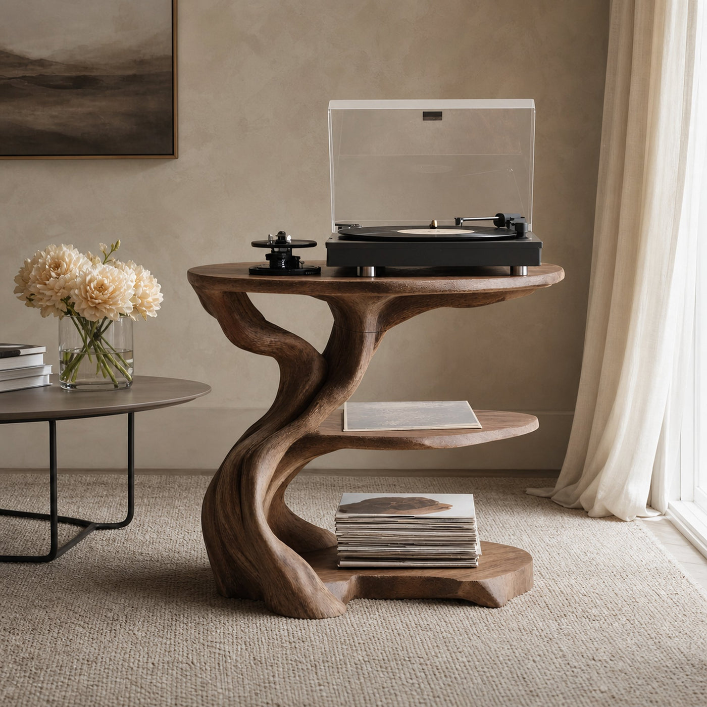 Handcrafted Wooden Media Stand Custom Living Room