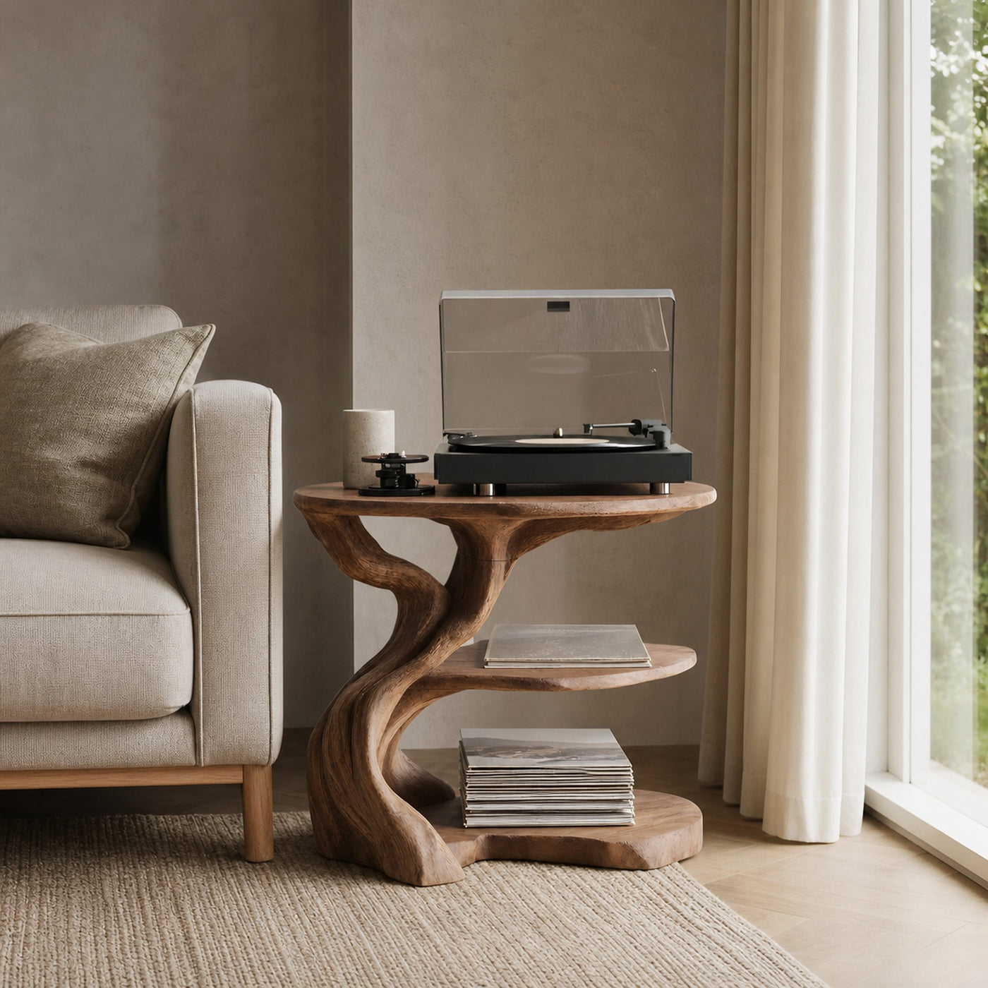 Handcrafted Wooden Media Stand Custom Living Room - product view 2