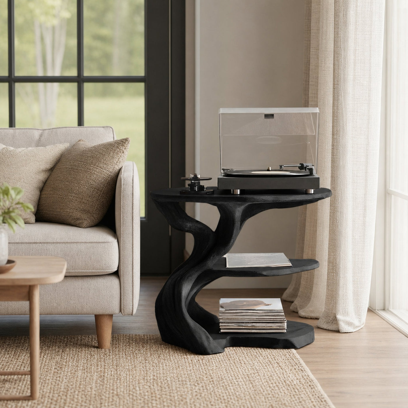Handcrafted Wooden Media Stand Custom Living Room - product view 4
