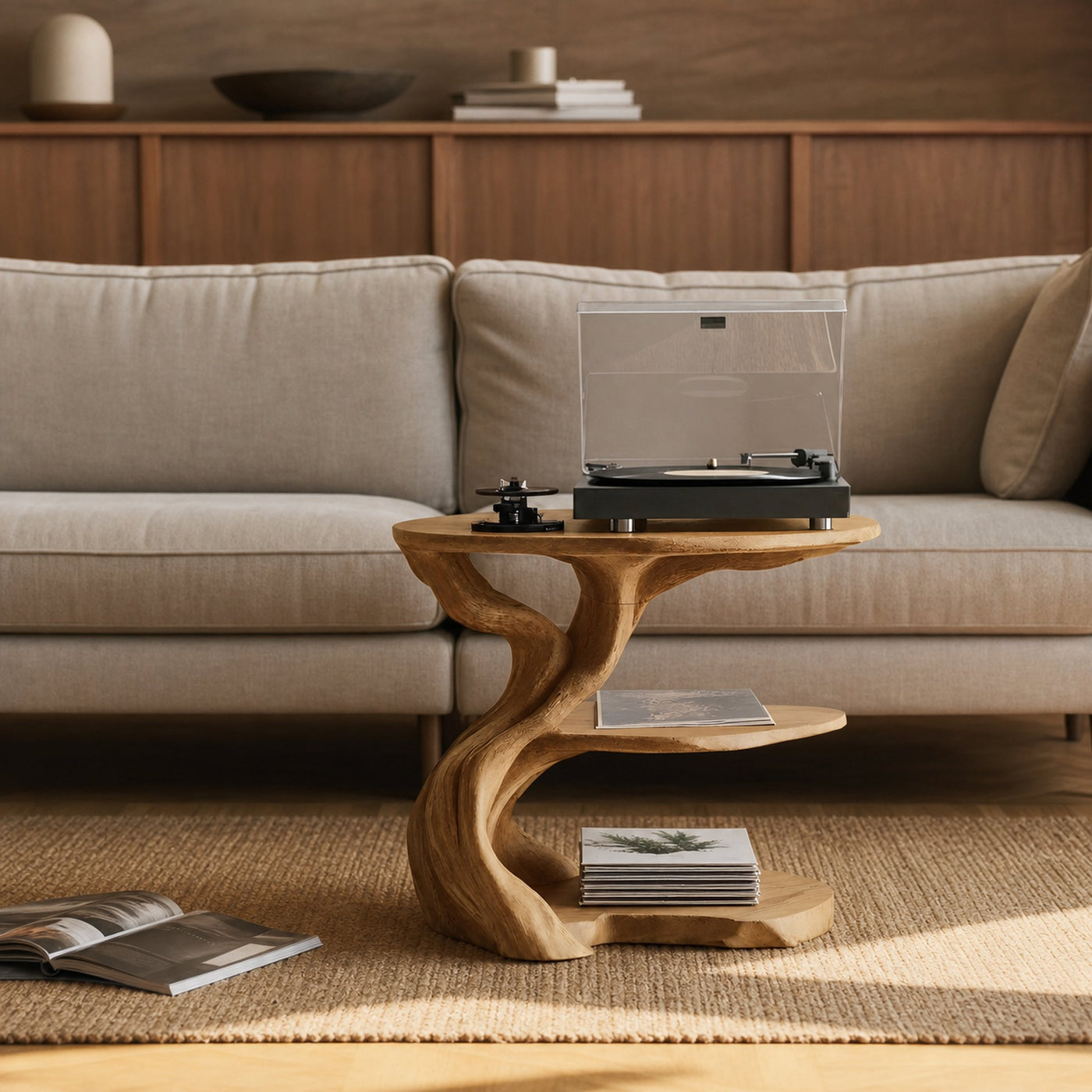 Handcrafted Wooden Media Stand Custom Living Room - product view 5