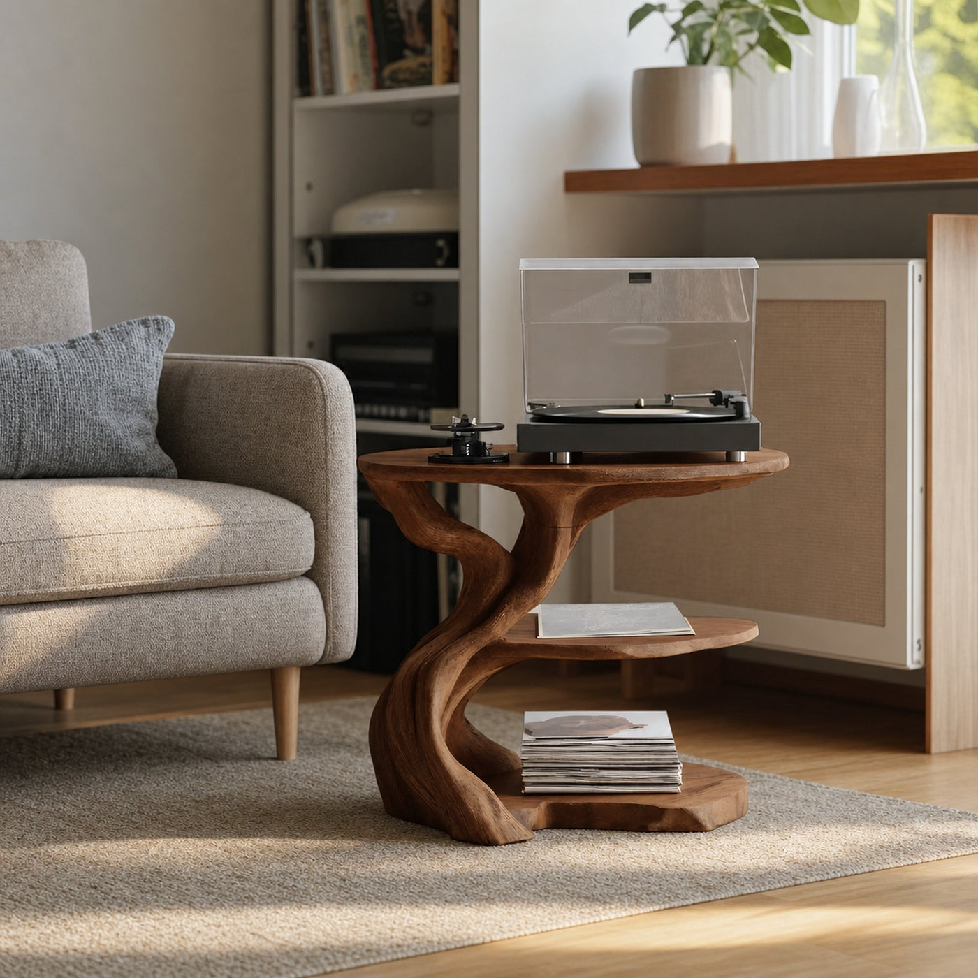 Handcrafted Wooden Media Stand Custom Living Room - product view 6