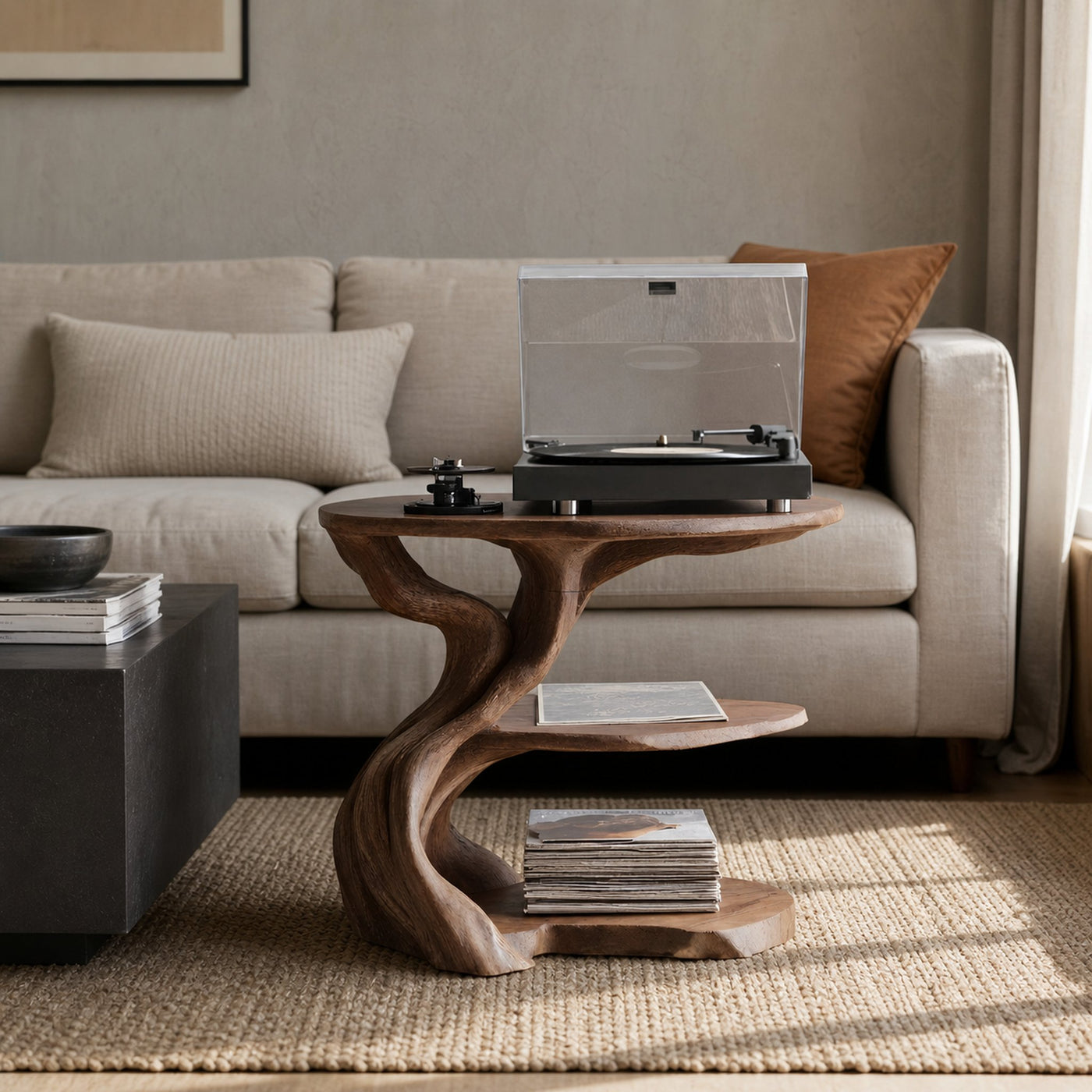 Handcrafted Wooden Media Stand Custom Living Room - product view 7