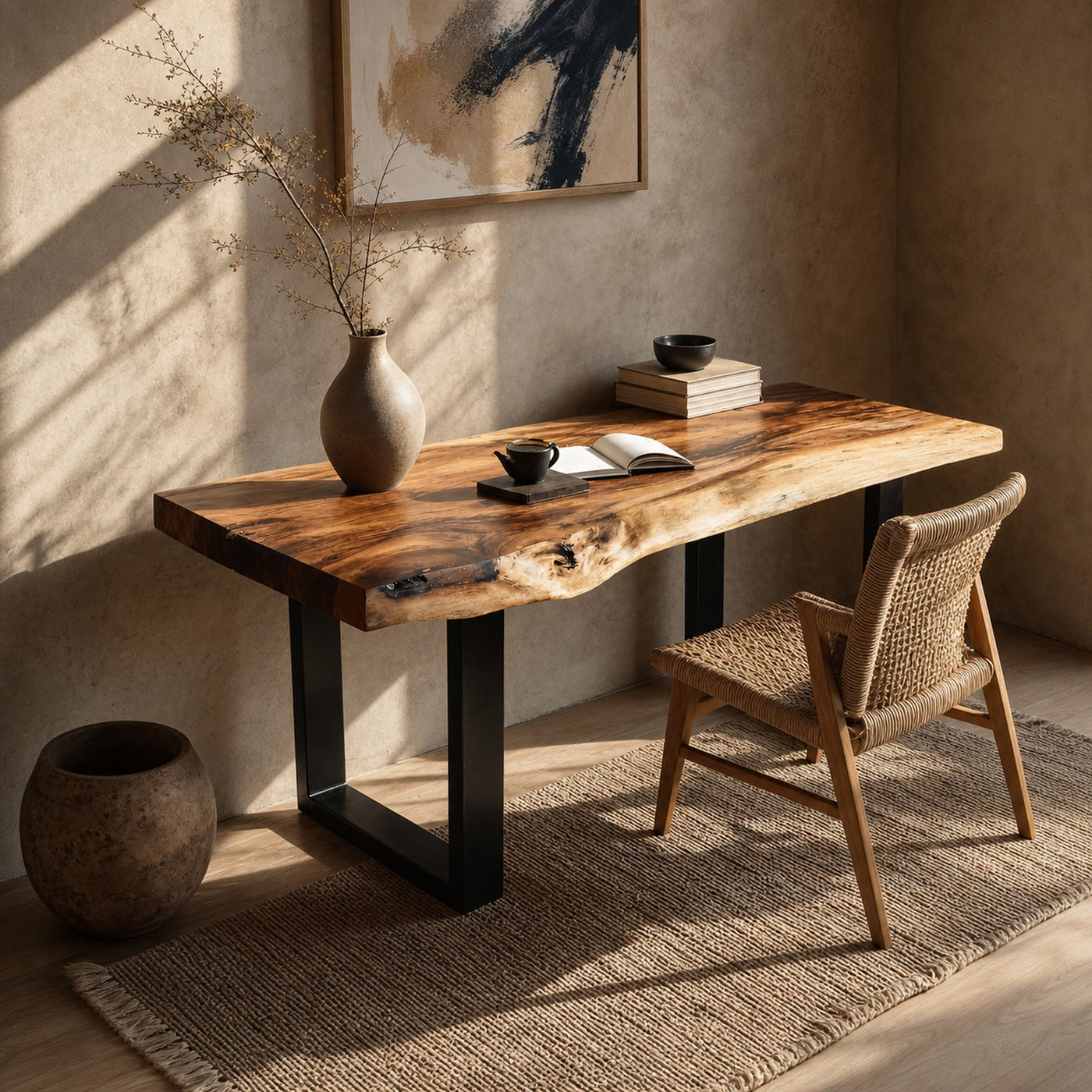 Handcrafted Wooden Tabletop For Modern Bedroom Decor